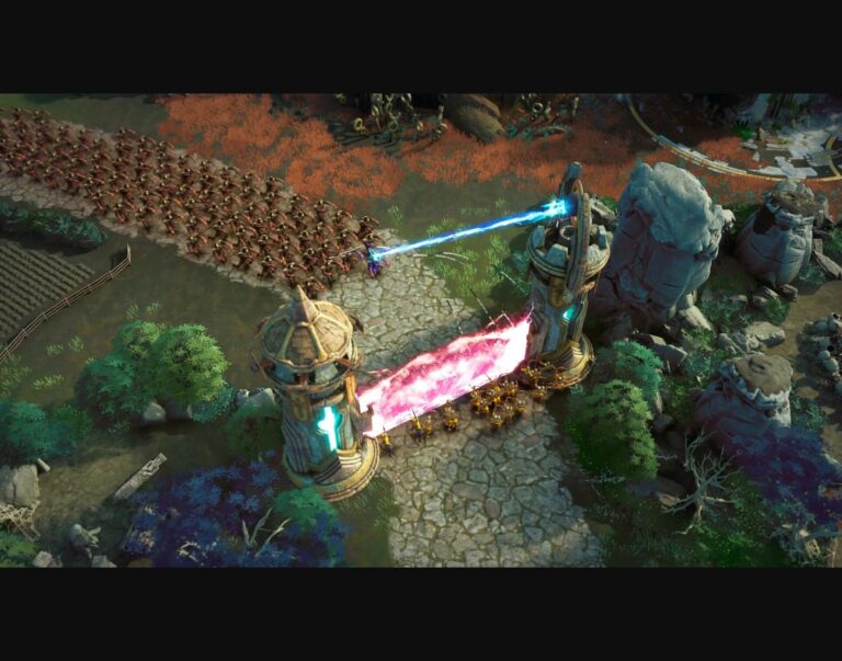 EverSiege: Untold Ages - torres defensivas de Bastón conteniendo a la horda - Juegosrpg.com