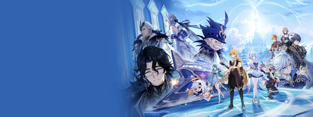Genshin Impact - Arte oficial de la version 7.0 con varios personajes reunidos en Snezhnaya - Juegosrpg.com