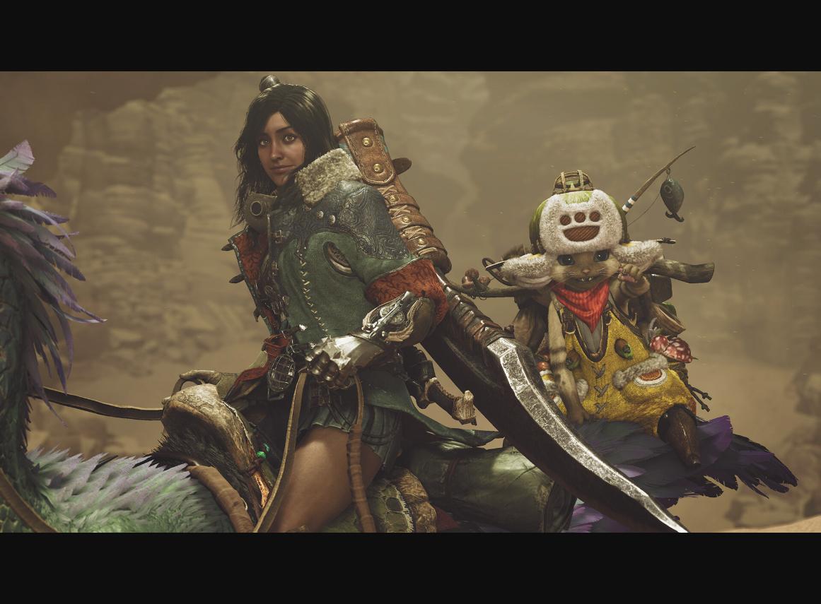 Monster Hunter Wilds - Cazadora junto a su compañero durante una misión cooperativa - Juegosrpg.com