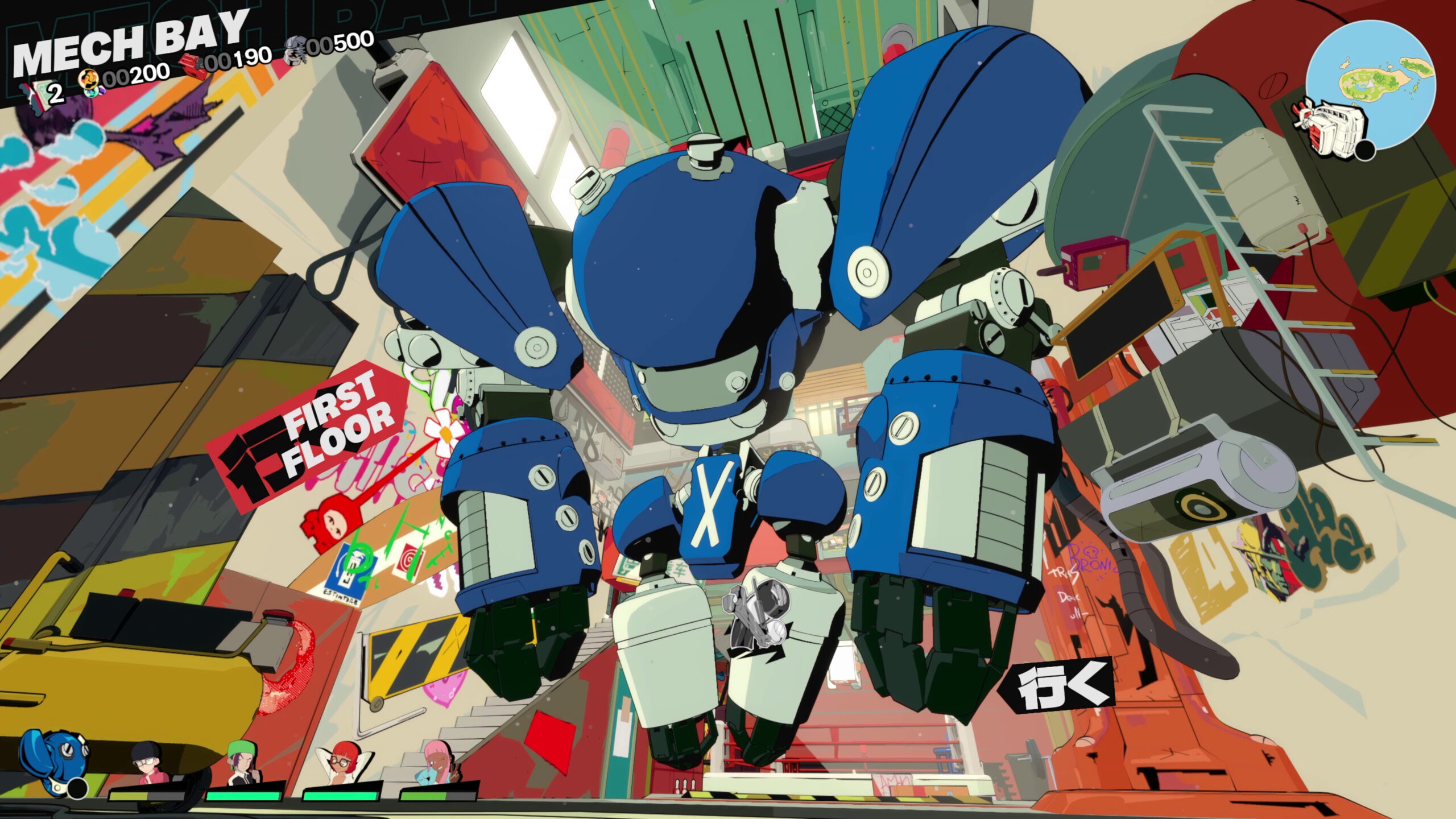 NITRO GEN OMEGA - hangar con la tripulacion y el mech seleccionado - Juegosrpg.com
