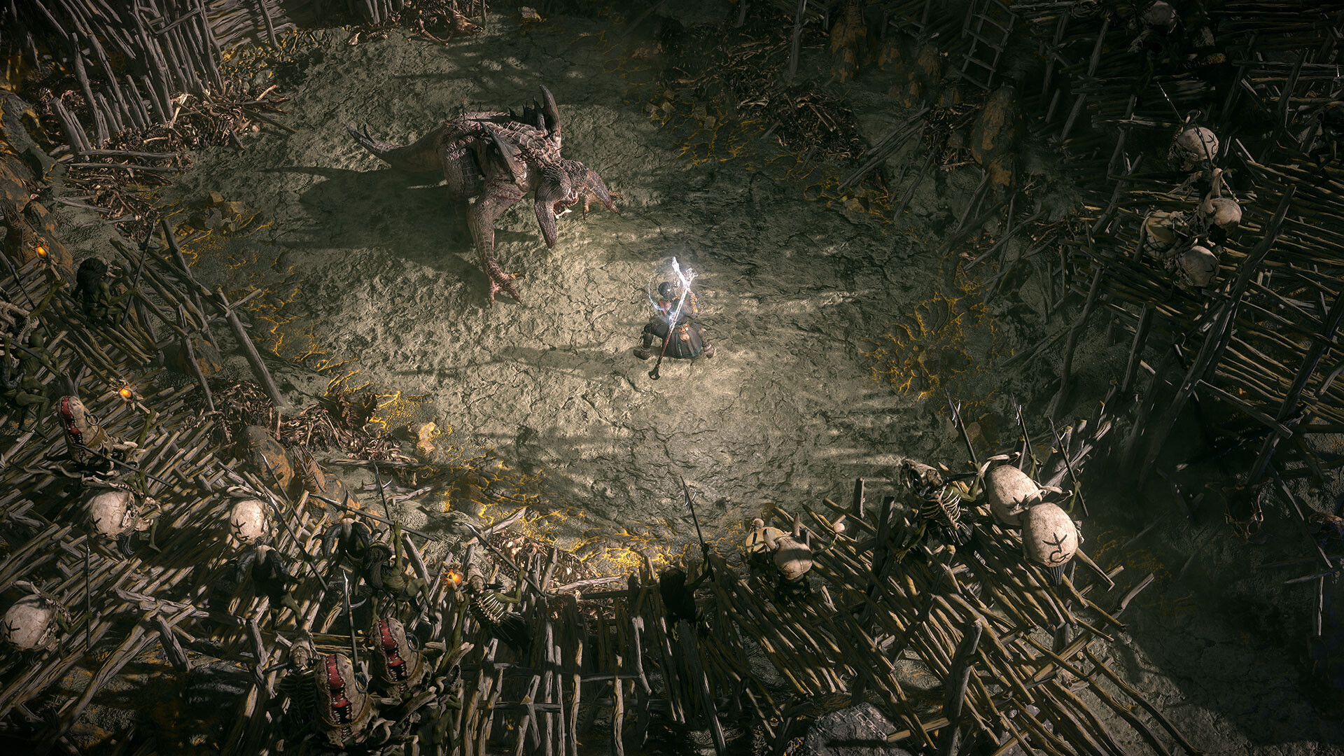 Path of Exile 2 - Duelo contra un jefe de mapa rodeado de un campamento de esqueletos - Juegosrpg.com