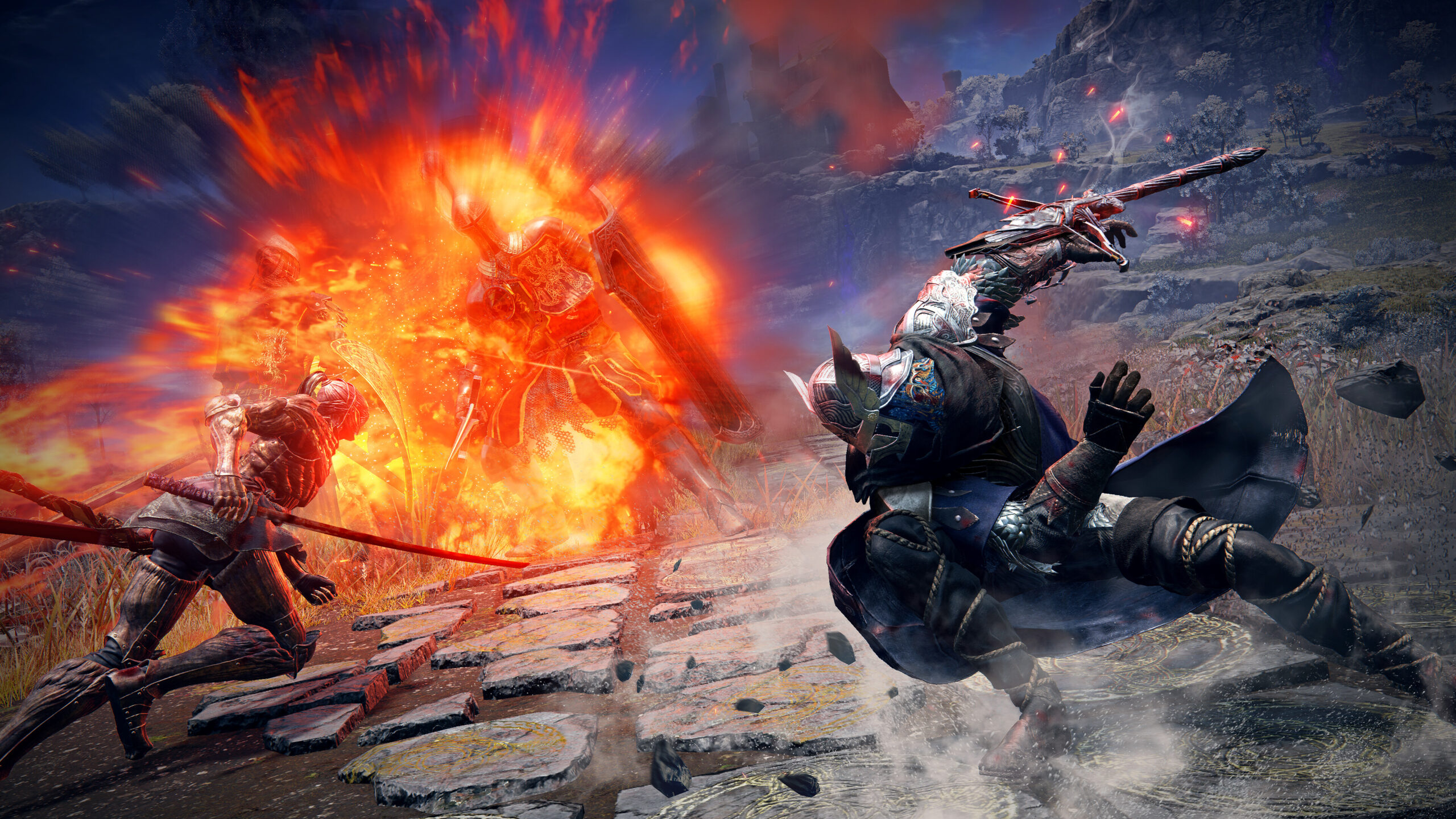 Elden Ring Nightreign - Explosión de fuego durante un combate contra un jefe - Juegosrpg.com