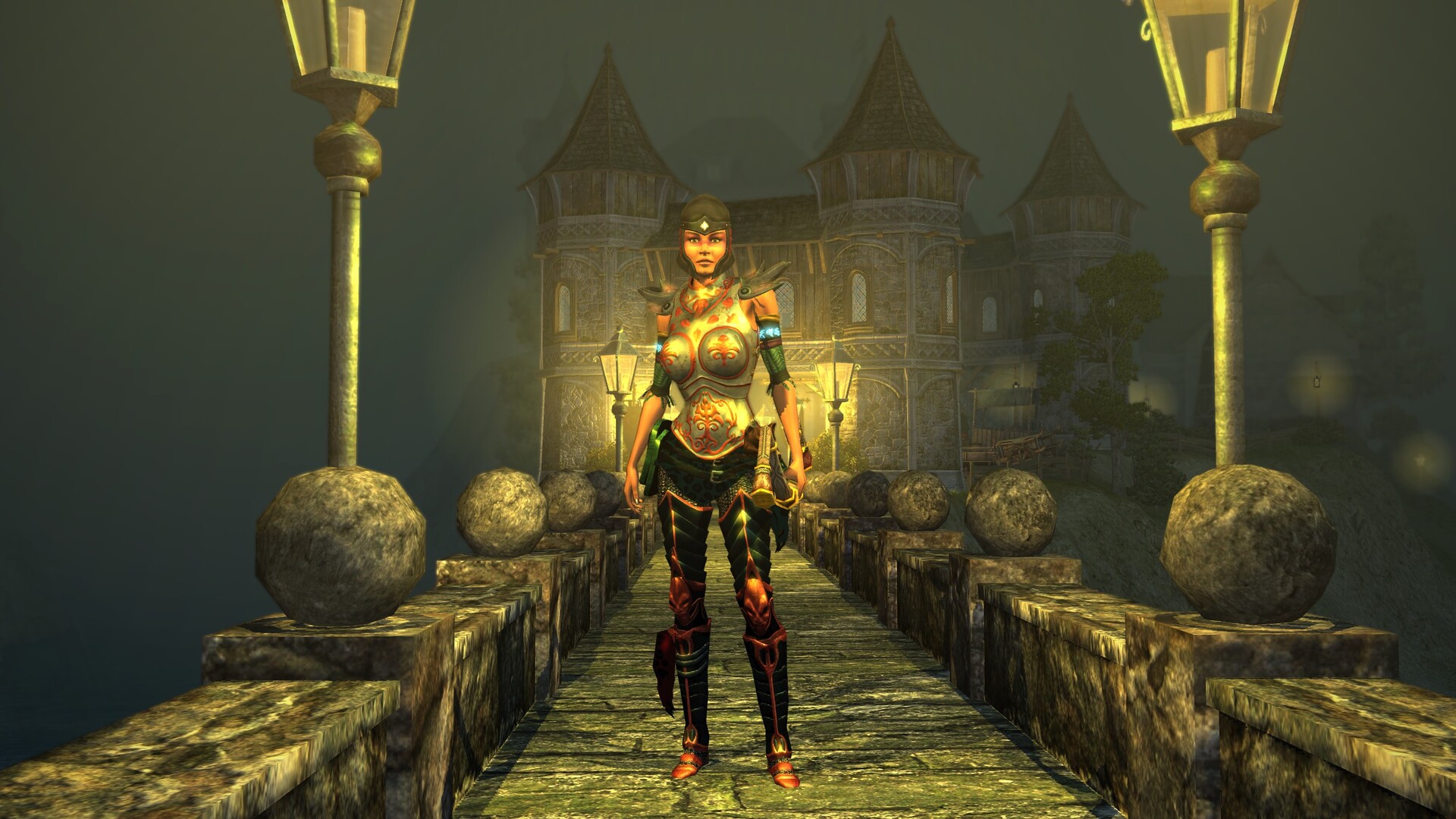Sacred 2 Remaster - La Seraphim frente a las puertas de un castillo de Ancaria - Juegosrpg.com
