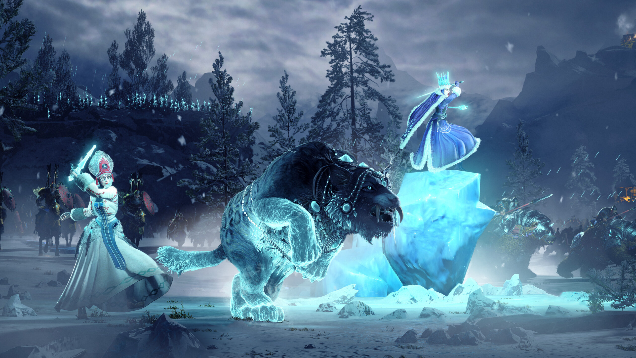 Total War: Warhammer III - Kislev con hechicera de hielo en combate - Juegosrpg.com