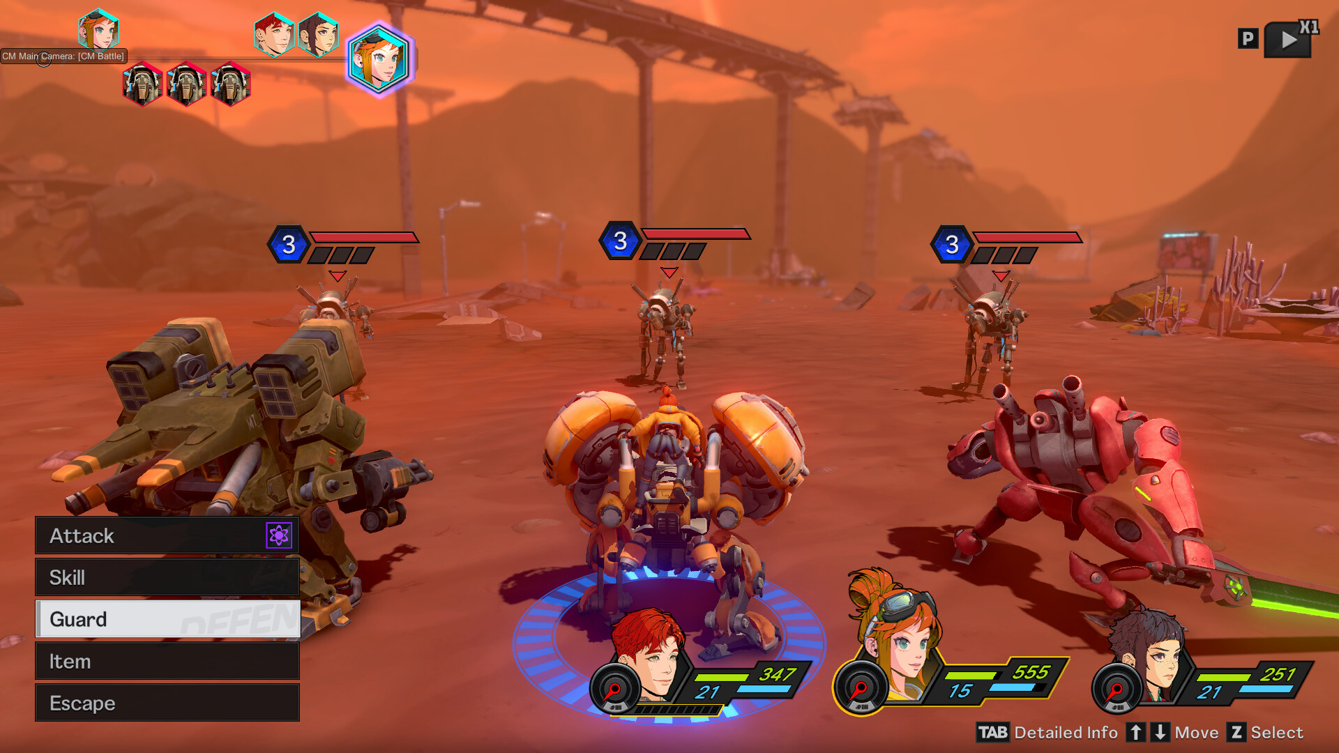 STARBITES - combate por turnos con tres Motorbots frente a enemigos en el desierto - Juegosrpg.com