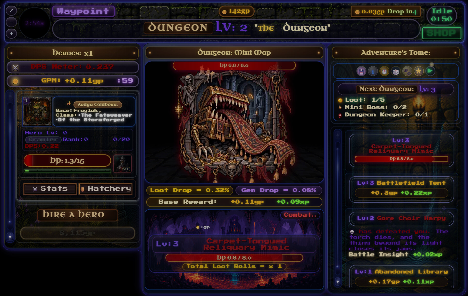 Wallpaper Dungeon - combate automático contra un monstruo devorador en la mazmorra - Juegosrpg.com