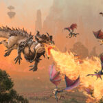 Total War: Warhammer III - Dragón escupiendo fuego en combate - Juegosrpg.com