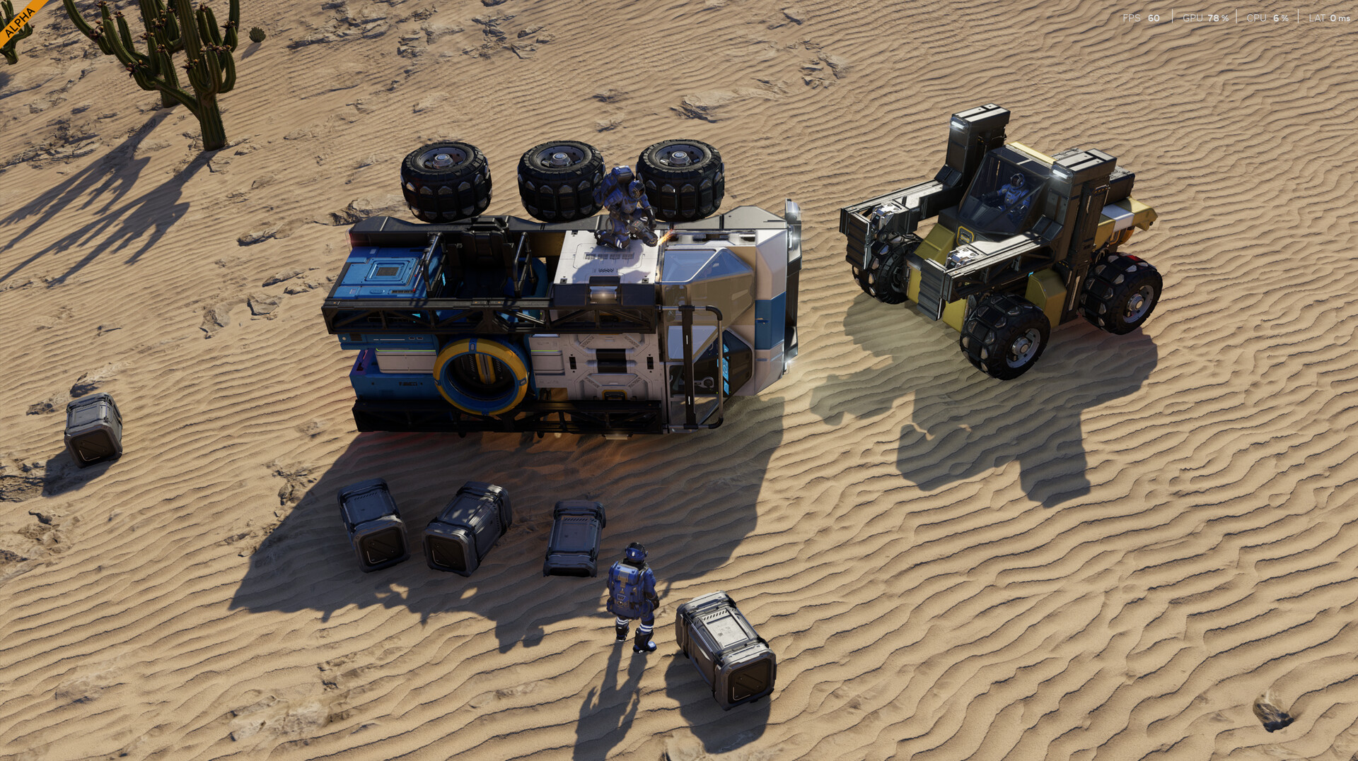 Space Engineers 2 - vehículo y rover en un desierto con cajas de carga - Juegosrpg.com