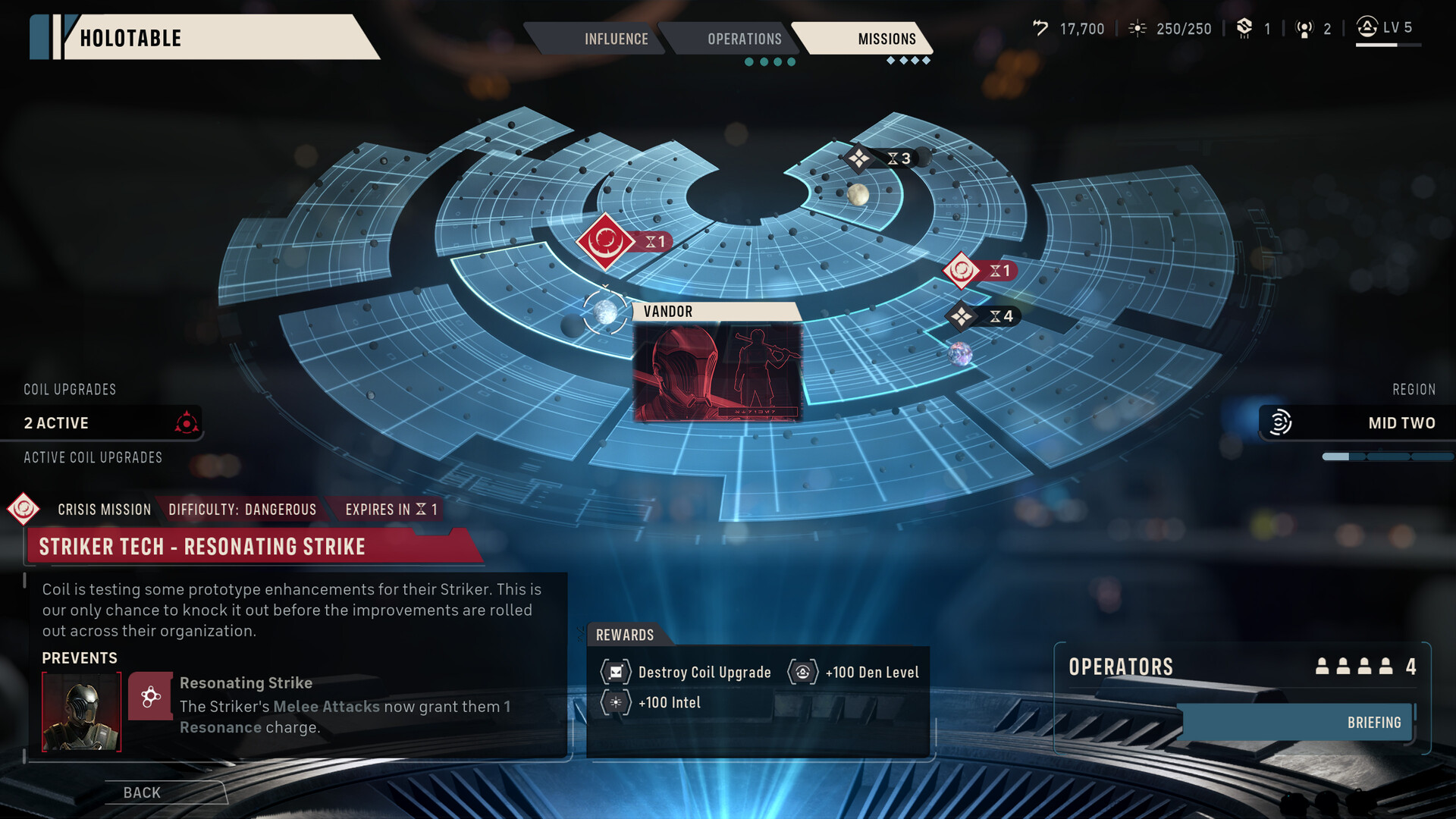 Star Wars Zero Company - la mesa holográfica con misiones y operaciones - Juegosrpg.com