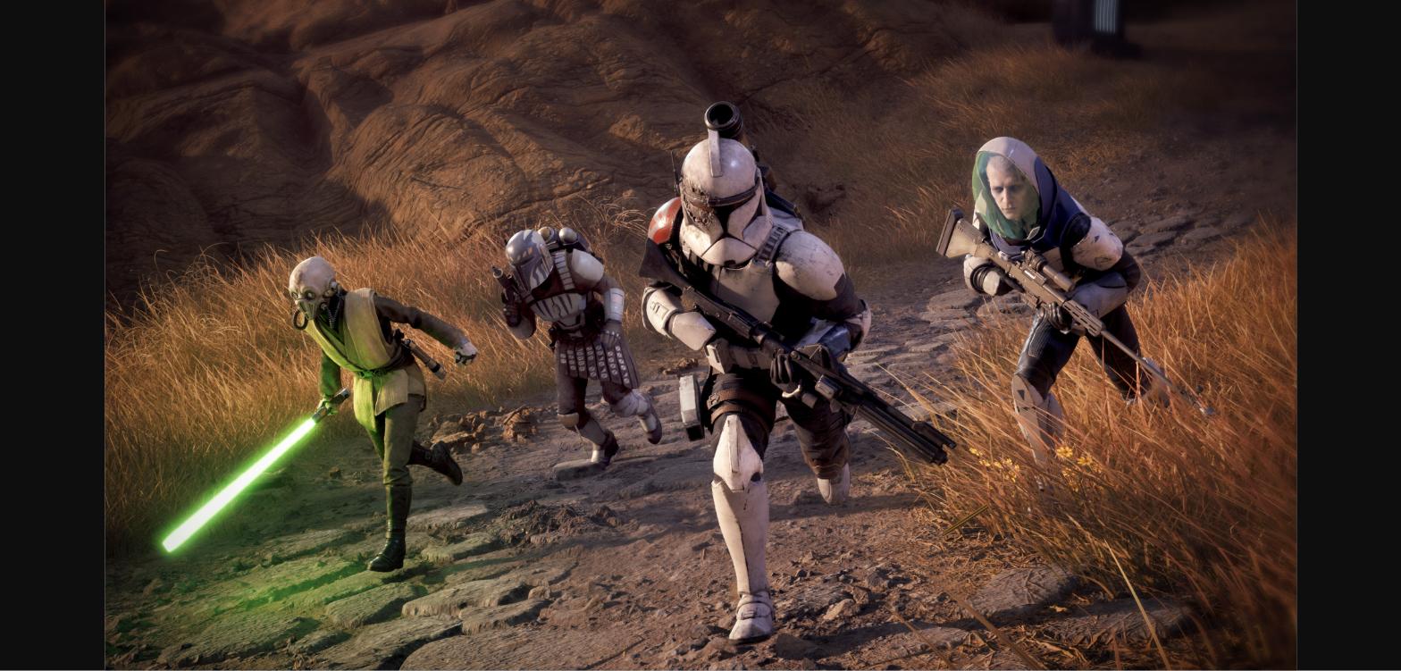 Star Wars Zero Company - El escuadrón avanzando entre la hierba alta durante una misión - Juegosrpg.com
