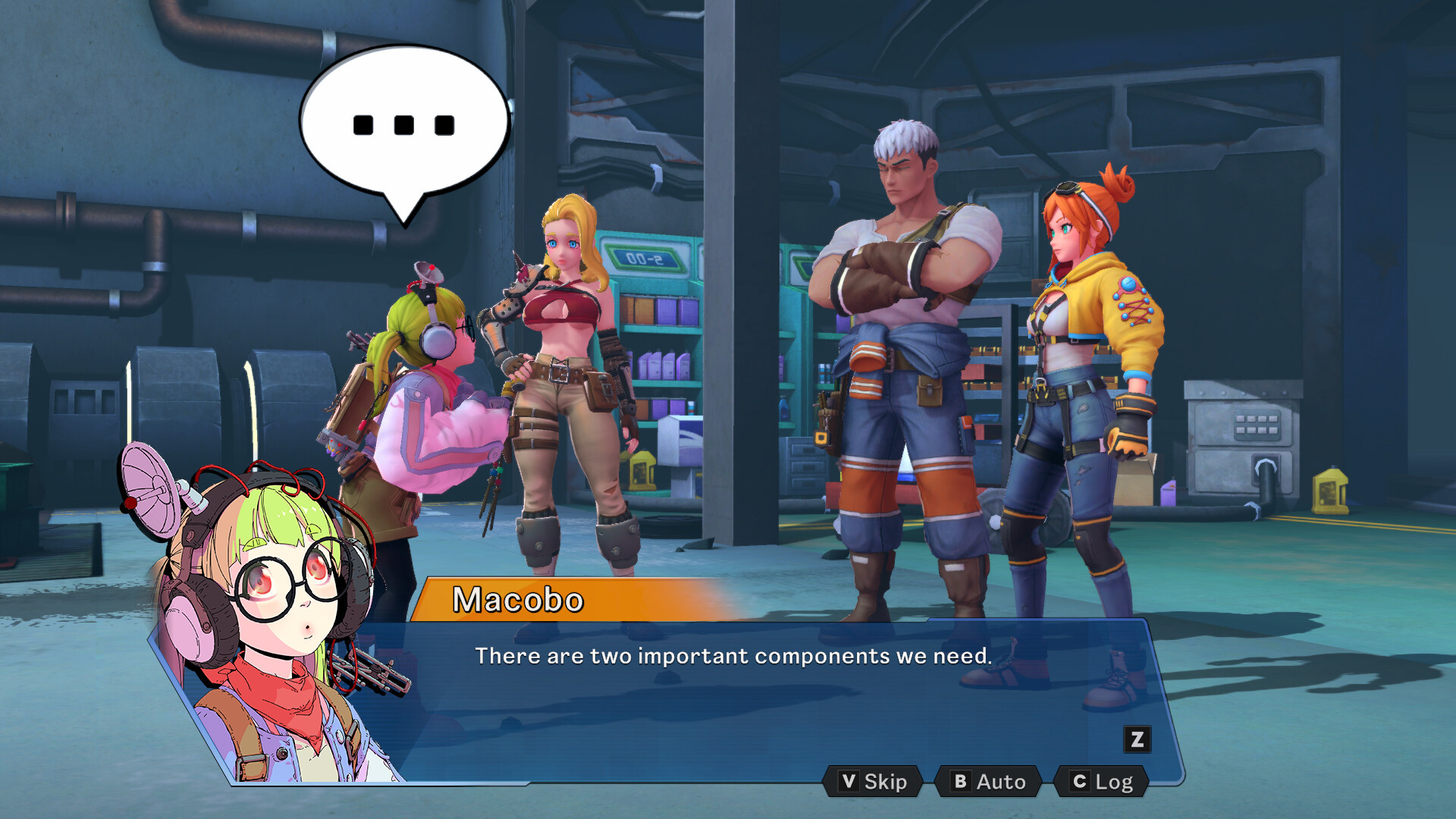 STARBITES - Lukida y su tripulación conversando en el taller de mechas - Juegosrpg.com