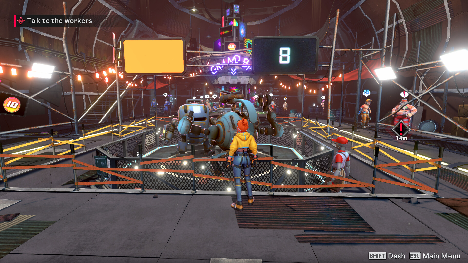 STARBITES - Lukida explorando el mercado y el taller de mechas del asentamiento - Juegosrpg.com