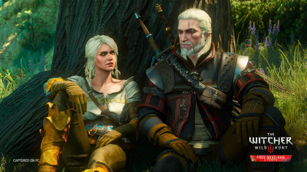 The Witcher 3: Wild Hunt - Geralt y Ciri sentados observando el bosque - Juegosrpg.com