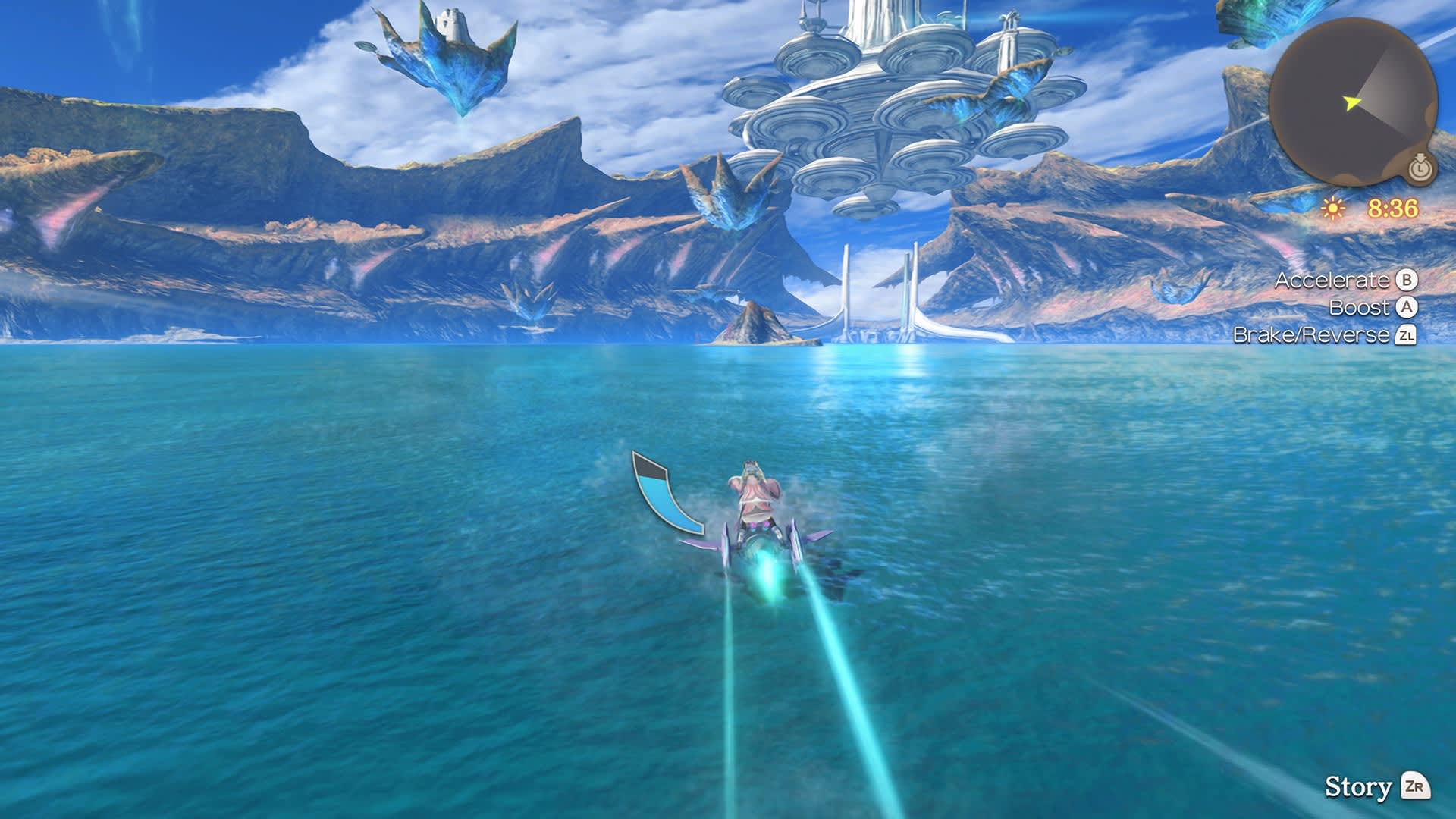 Xenoblade Chronicles Definitive Edition - El Jet Eterico sobrevolando el oceano - Juegosrpg.com