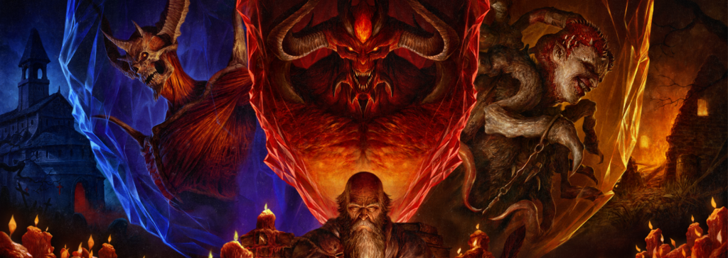 Diablo IV - Arte oficial de la Temporada del Legado infernal con los tres Males Primigenios - Juegosrpg.com