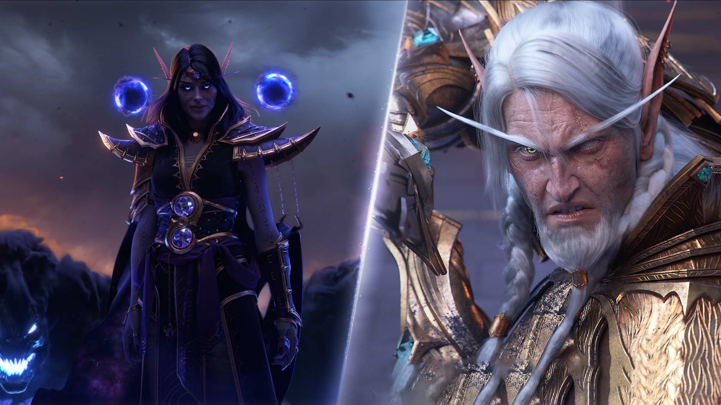 World of Warcraft Midnight - Xal'atath y un elfo de sangre veterano en una escena de la cinemática oficial - Juegosrpg.com