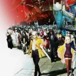 Metaphor: ReFantazio - arte oficial con el protagonista y sus aliados ante la multitud - Juegosrpg.com