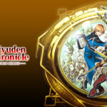 Eiyuden Chronicle Hundred Heroes - arte oficial con los protagonistas ante un reloj dorado - Juegosrpg.com