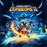 Minecraft Dungeons II - arte oficial de los héroes frente a un portal brillante - Juegosrpg.com