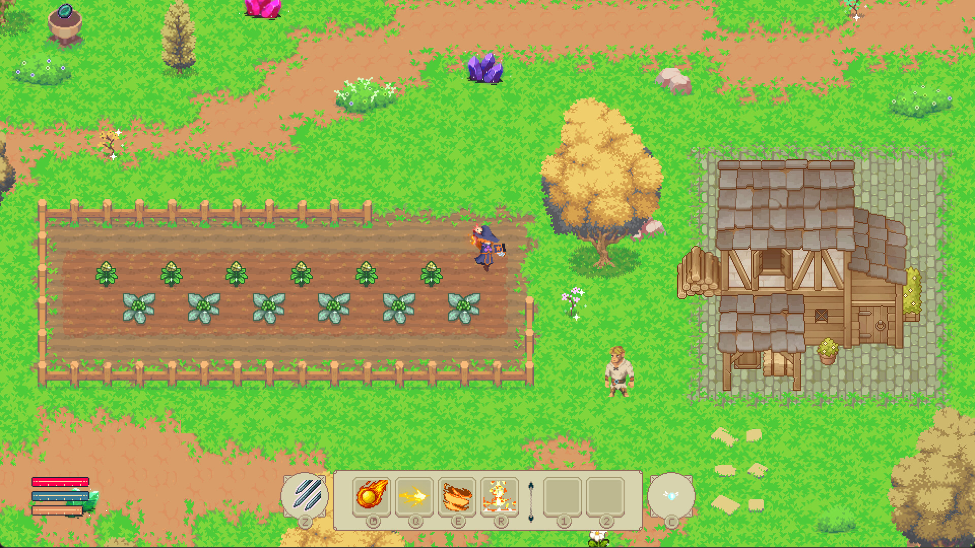 Vida de Aventurero - huerto cultivado junto a una casa de madera - Juegosrpg.com