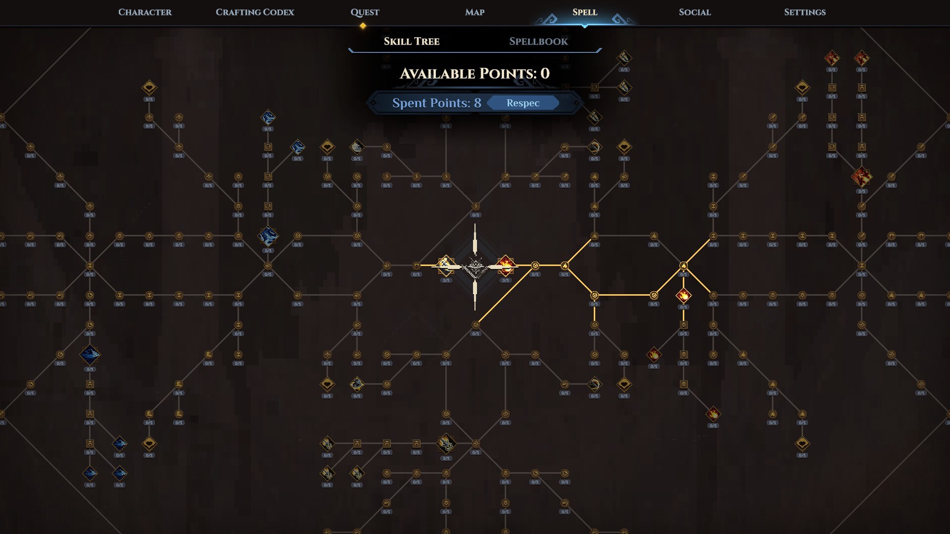 Dimraeth - árbol de habilidades con rutas conectadas - Juegosrpg.com