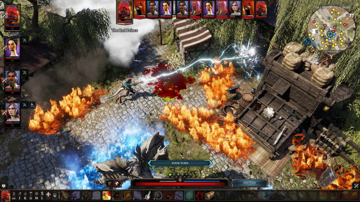 Divinity Original Sin 2 - combate táctico con fuego y electricidad en un grupo de cuatro - Juegosrpg.com