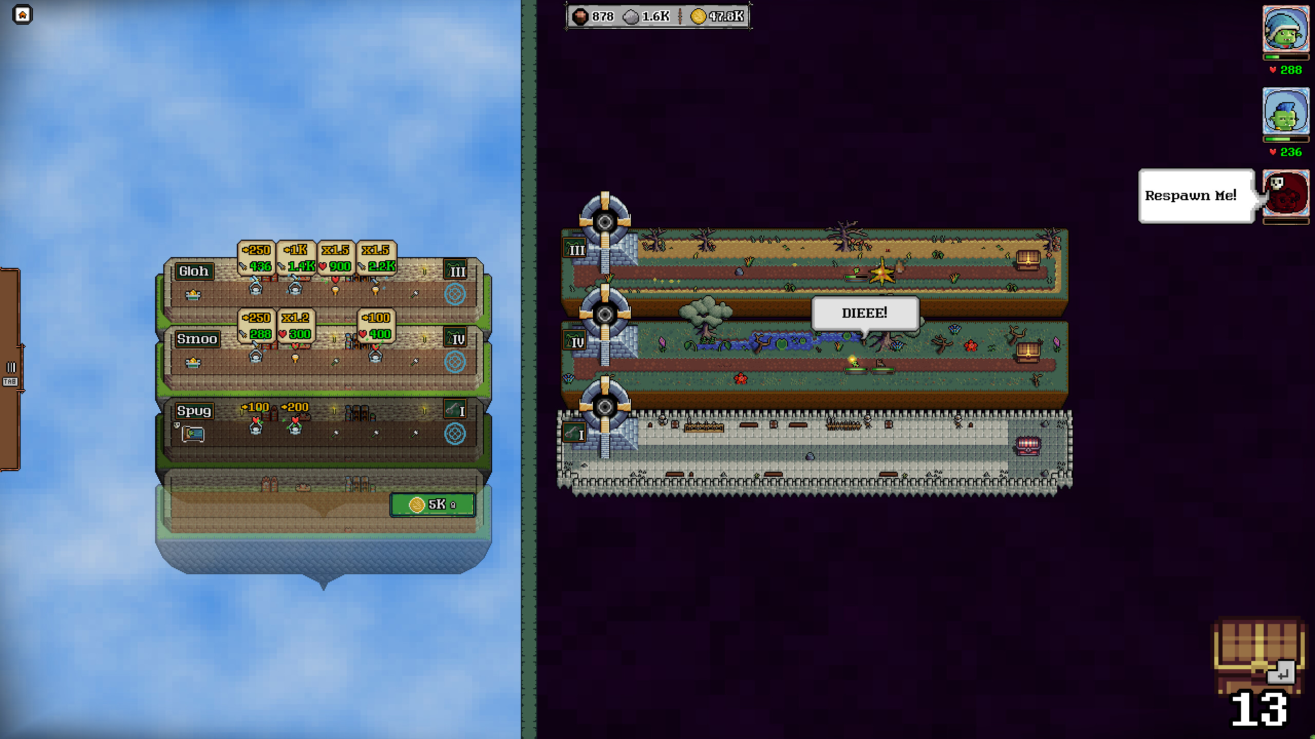 Loot Goblins - habitaciones del castillo y pasillos donde los duendes luchan y recogen cofres - Juegosrpg.com