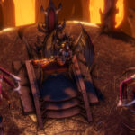 Pathfinder: Wrath of the Righteous - señor demoníaco en su trono rodeado de llamas - Juegosrpg.com