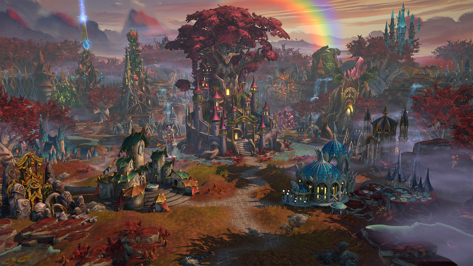 Heroes of Might and Magic: Olden Era - ciudad de la facción Foresta bajo un arcoíris - Juegosrpg.com