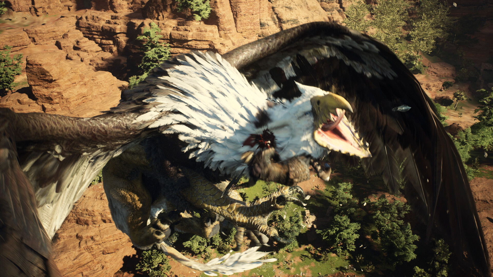 Dragon's Dogma 2 - grifo con cabeza de águila atacando en pleno vuelo - Juegosrpg.com