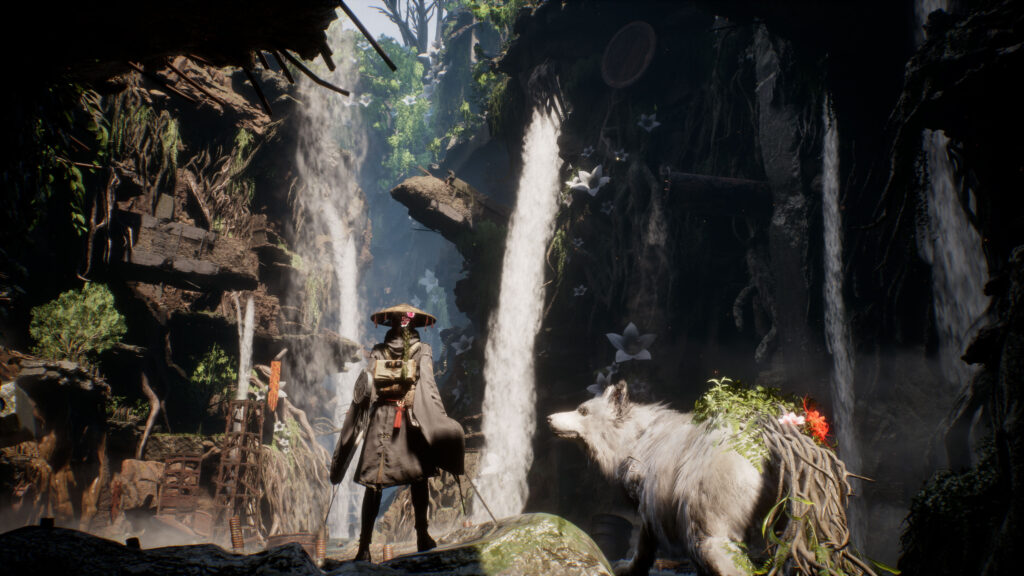 Beast of Reincarnation - Emma y Koo junto a una cascada en la zona de exploración - Juegosrpg.com