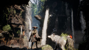 Beast of Reincarnation - Emma y Koo junto a una cascada en la zona de exploración - Juegosrpg.com