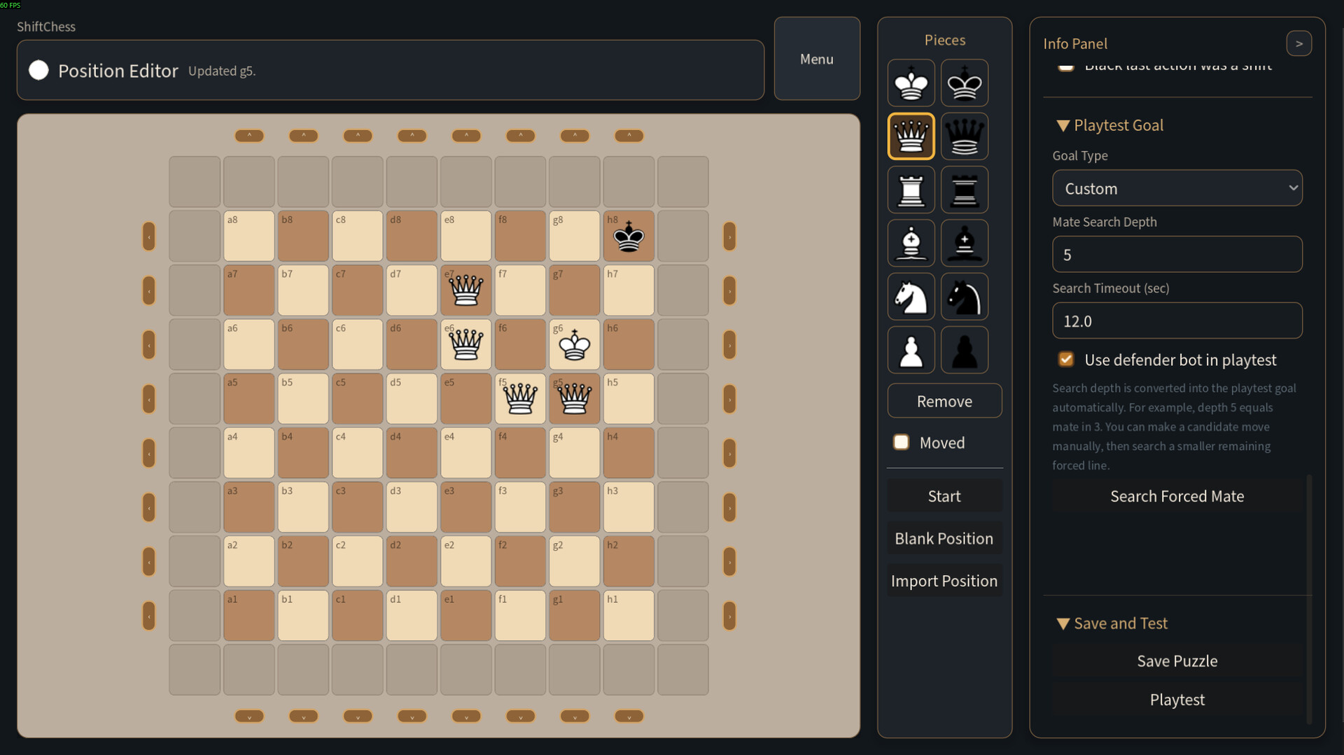 Shift Chess - editor de puzles con paleta de piezas y panel de objetivo - Juegosrpg.com