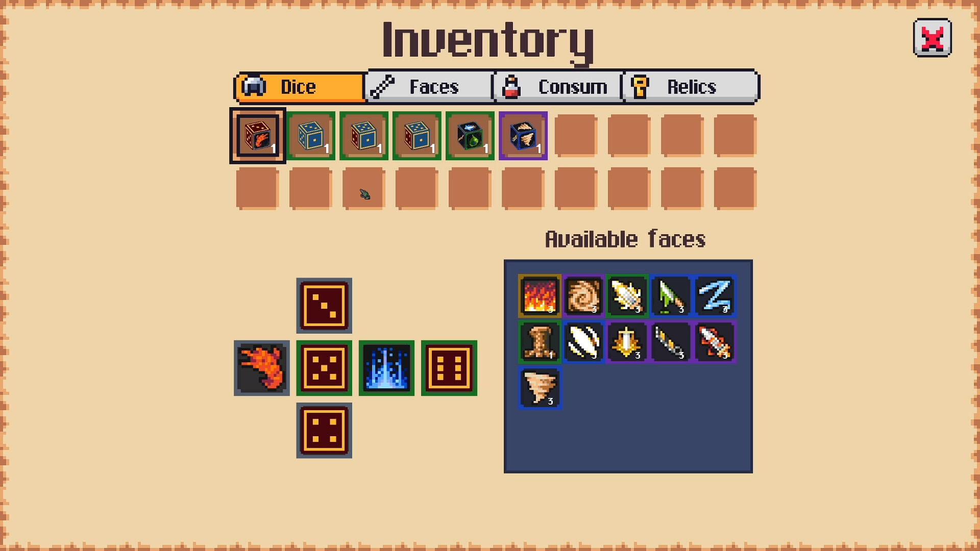 Kleromancy - inventario de dados, caras, consumibles y reliquias - Juegosrpg.com