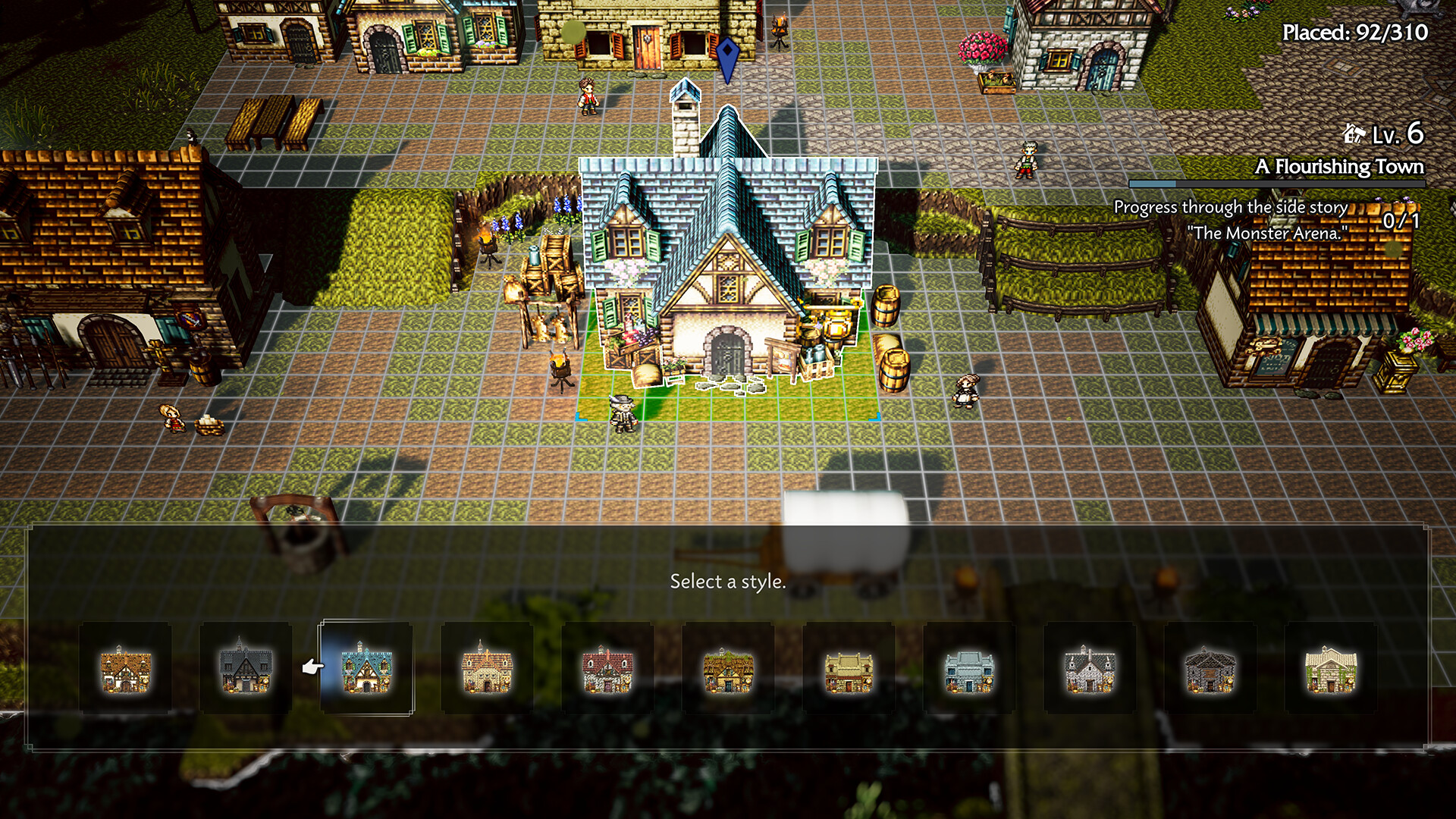 Octopath Traveler 0 - Vista aérea de la construcción de un pueblo en Wishvale - Juegosrpg.com
