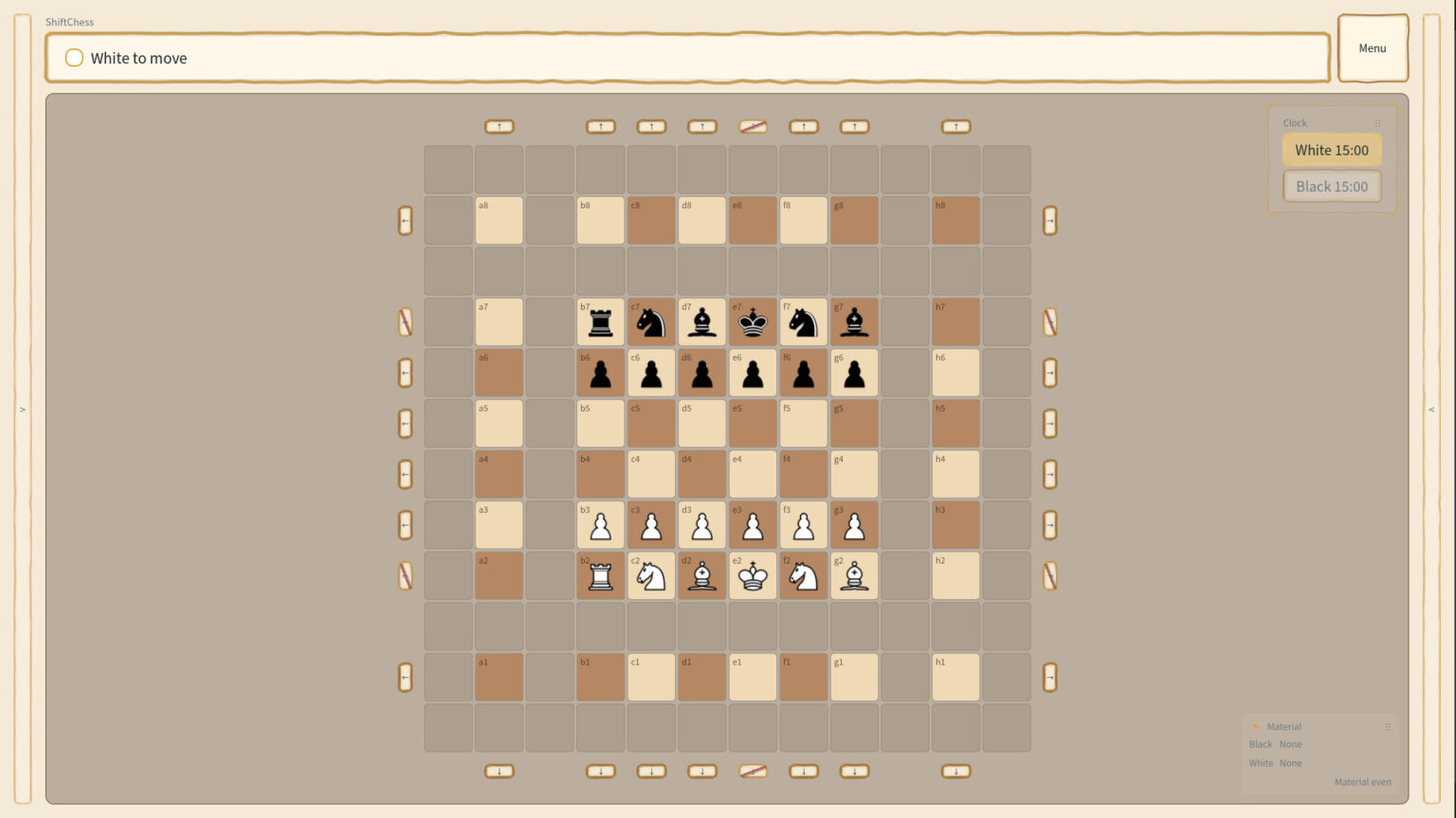 Shift Chess - partida sobre un tablero de ajedrez con piezas blancas y negras - Juegosrpg.com