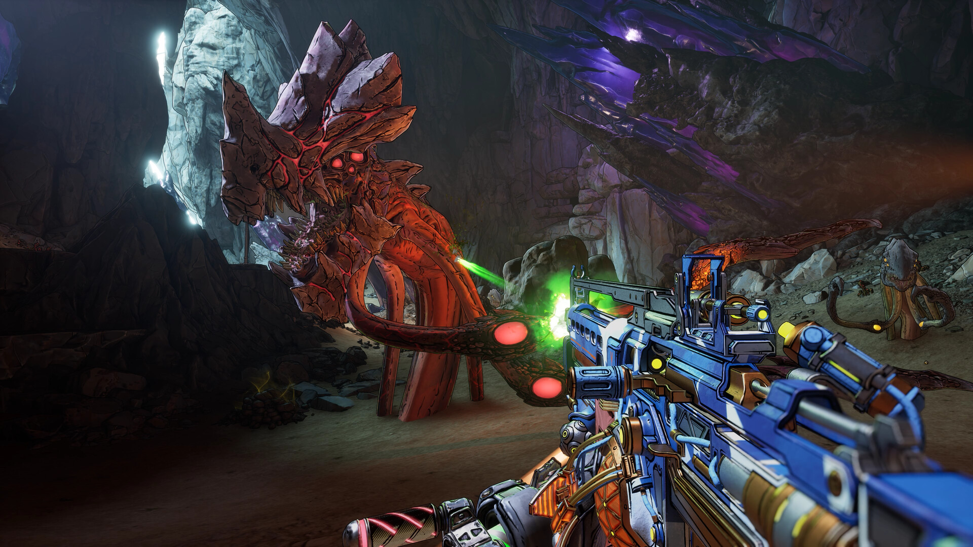 Borderlands 4 - Disparando a una criatura con un arma legendaria - Juegosrpg.com